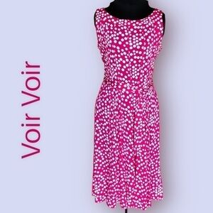 Voir Voir Sleeveless Polka Dot Belted Dress Pink and White Size 12